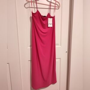 Zara Pink Strapless Dress Elegant and Chic